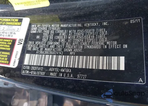 2011 Toyota Venza z USA, uszkodzony, nr VIN 4T3BA3BB2BU024143